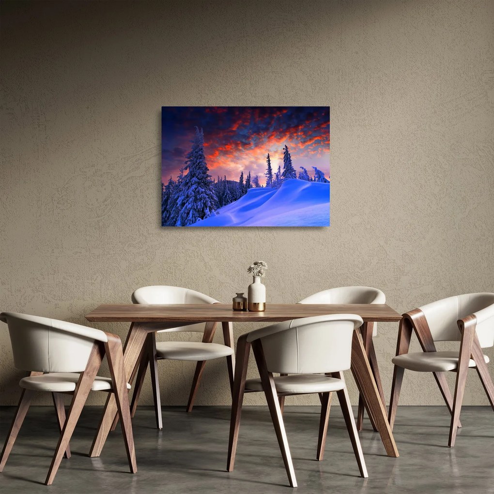 Kép - Téli szürkület (üvegen) (70x50 cm)