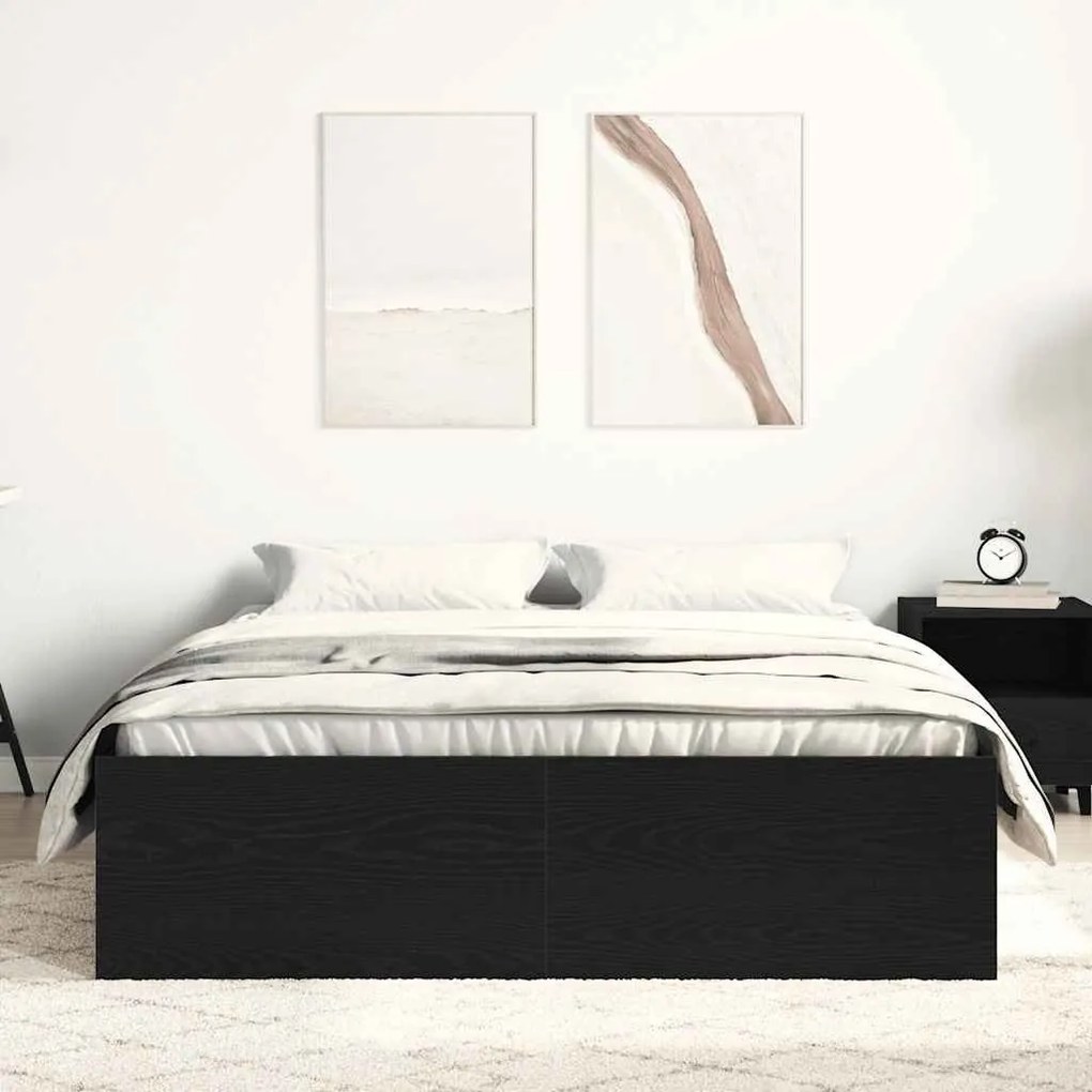 fekete tölgy színű szerelt fa ágykeret matrac nélkül 120x190 cm