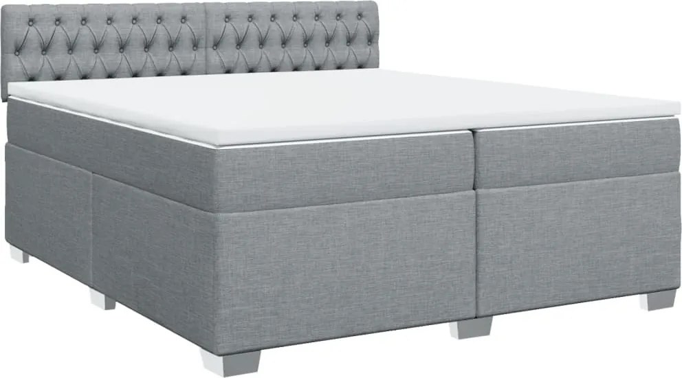 vidaXL világosszürke szövet rugós ágy matraccal 200 x 200 cm