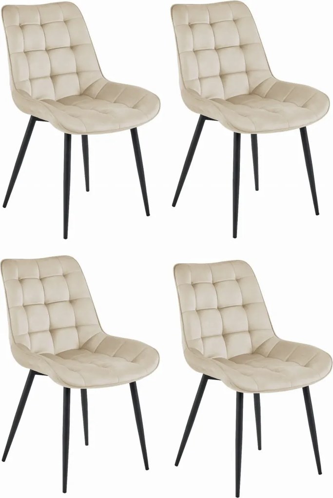 AKCIÓ Bézs bársony szék BERA fekete lábakkal II. osztály