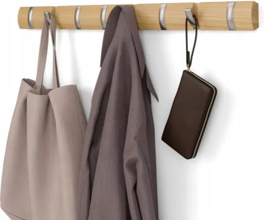 Fali akasztó hálószoba előszobába ruhákhoz, kabátokhoz natúr Flip 8