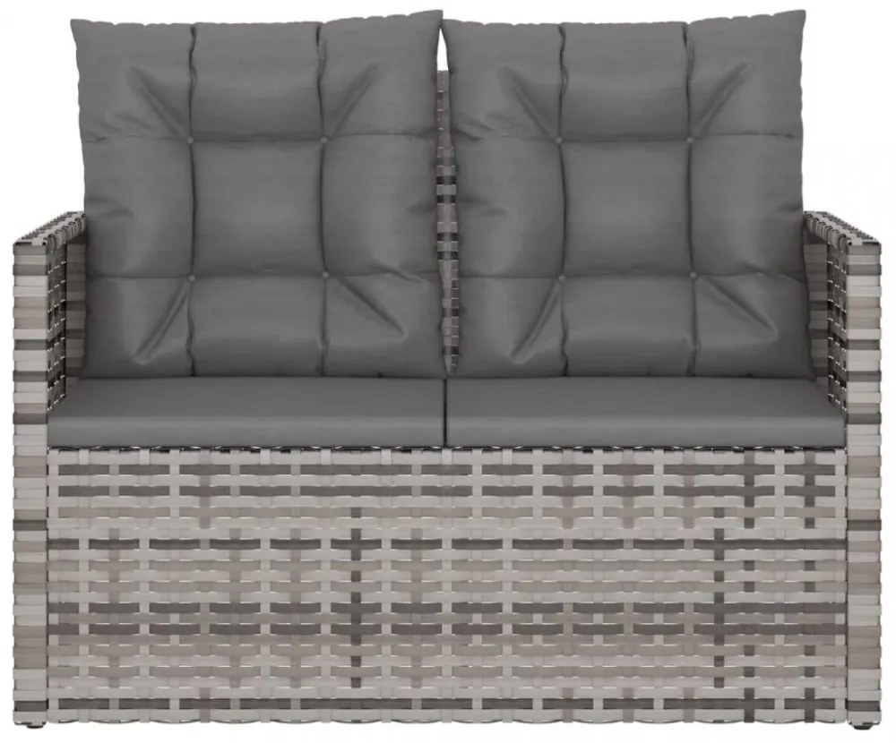 szürke polyrattan kerti pad párnákkal 105 cm