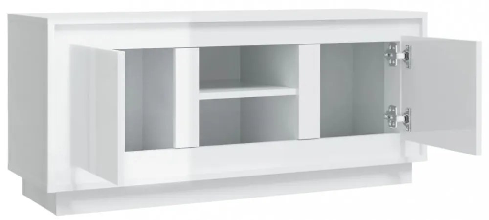 fehér magasfényű szerelt fa TV-szekrény 102x35x45 cm