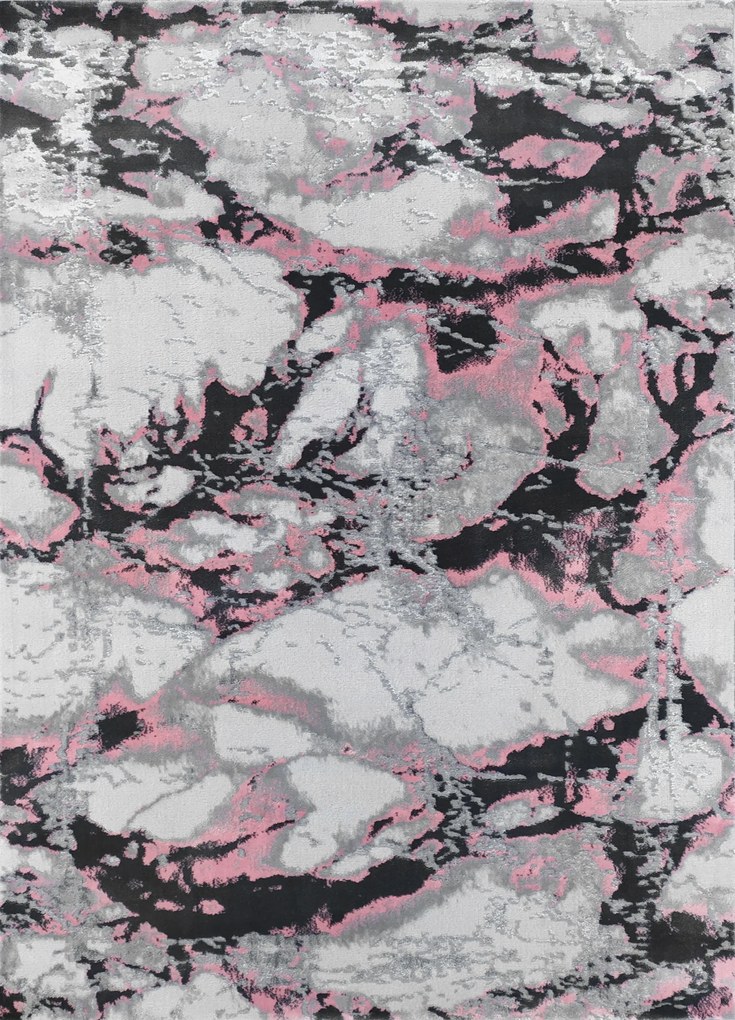 Szőnyeg 160x220 Szürke Rózsaszín Ezüst Csillogó Cérnával
