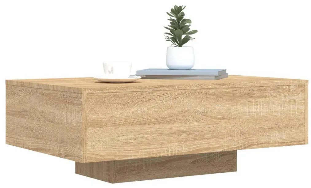 Sonoma tölgy színű dohányzóasztal LED-lámpákkal 85 x 55 x 31 cm