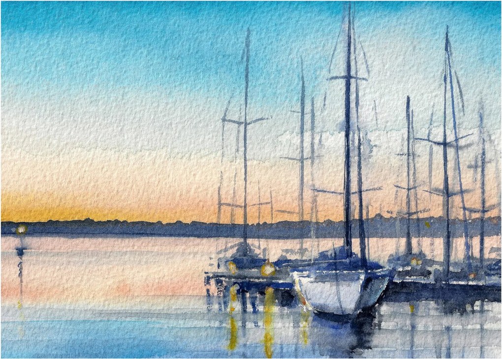 Üveg kép - Csónakázás, akvárium (70x50 cm)