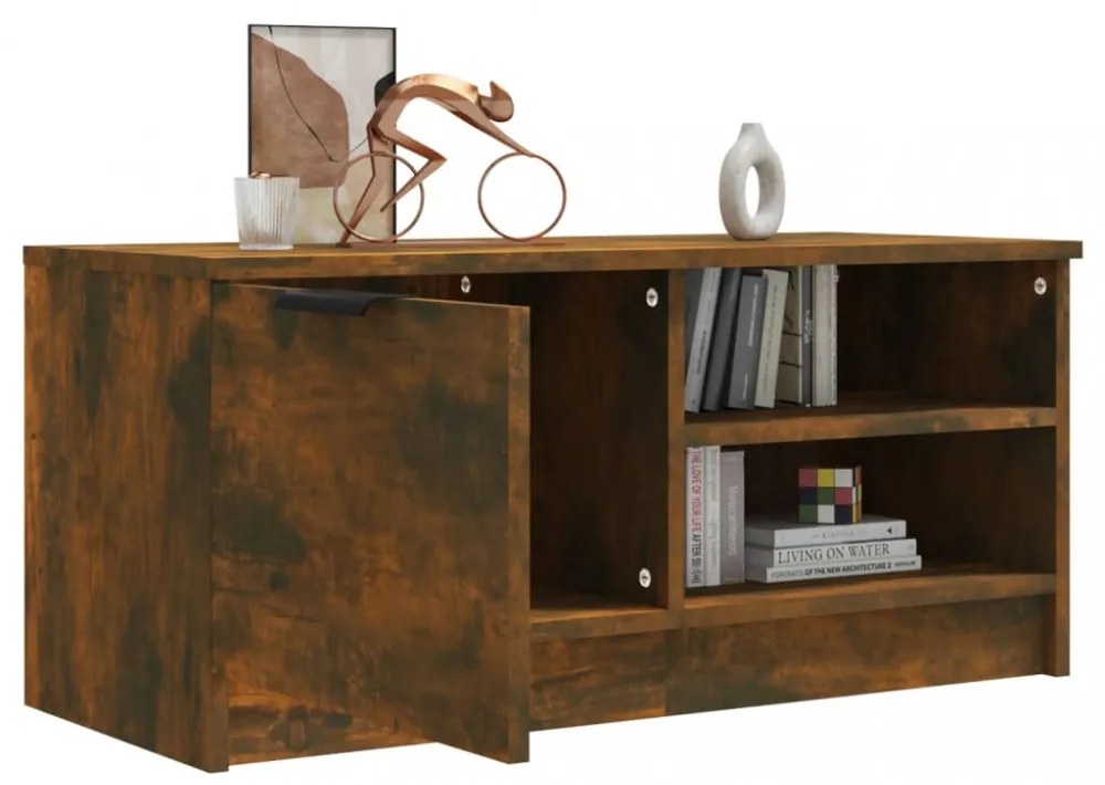 füstös tölgyszínű szerelt fa TV-szekrény 80 x 35 x 36,5 cm