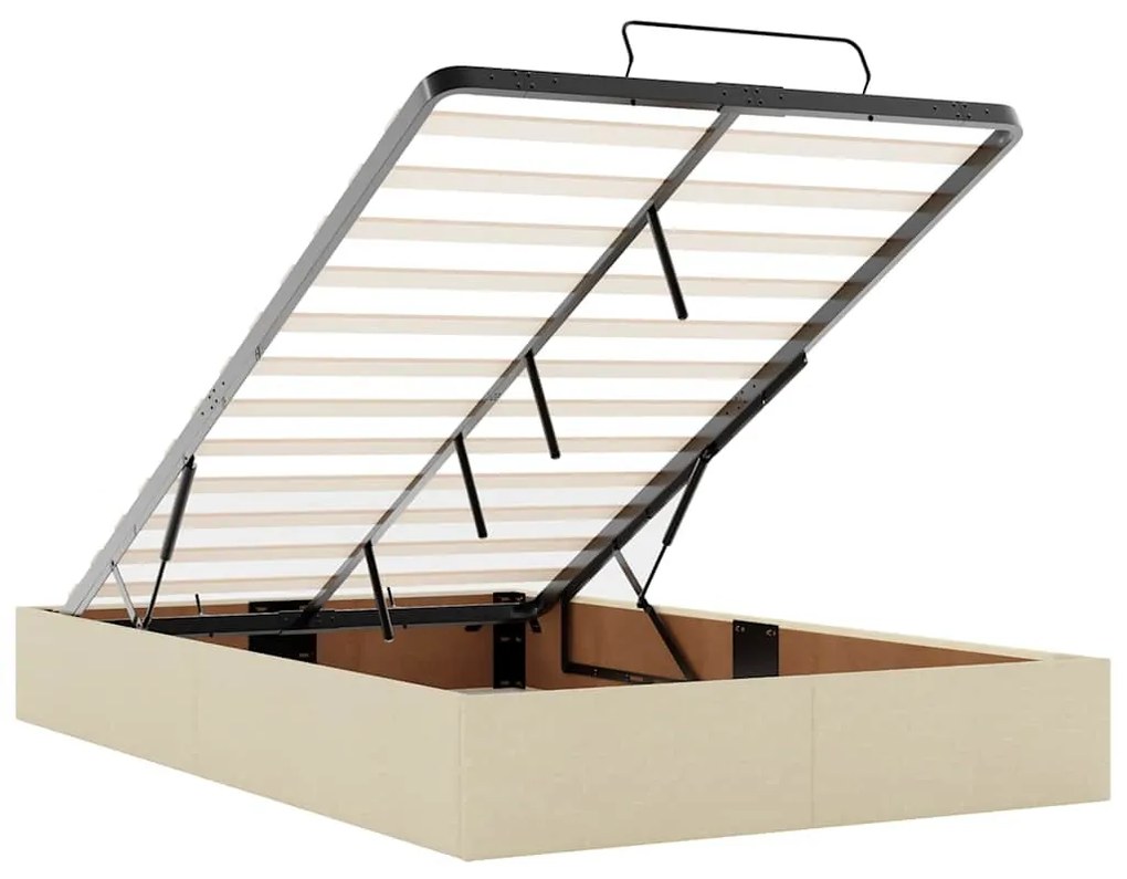 Ottomán krémszínű szövet ágykeret matrac nélkül 120x200 cm