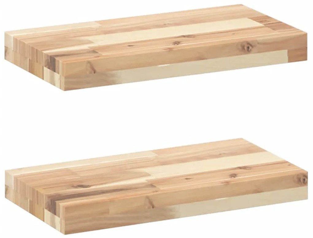 2 db kezeletlen tömör akácfa függőpolc 60 x 20 x 4 cm