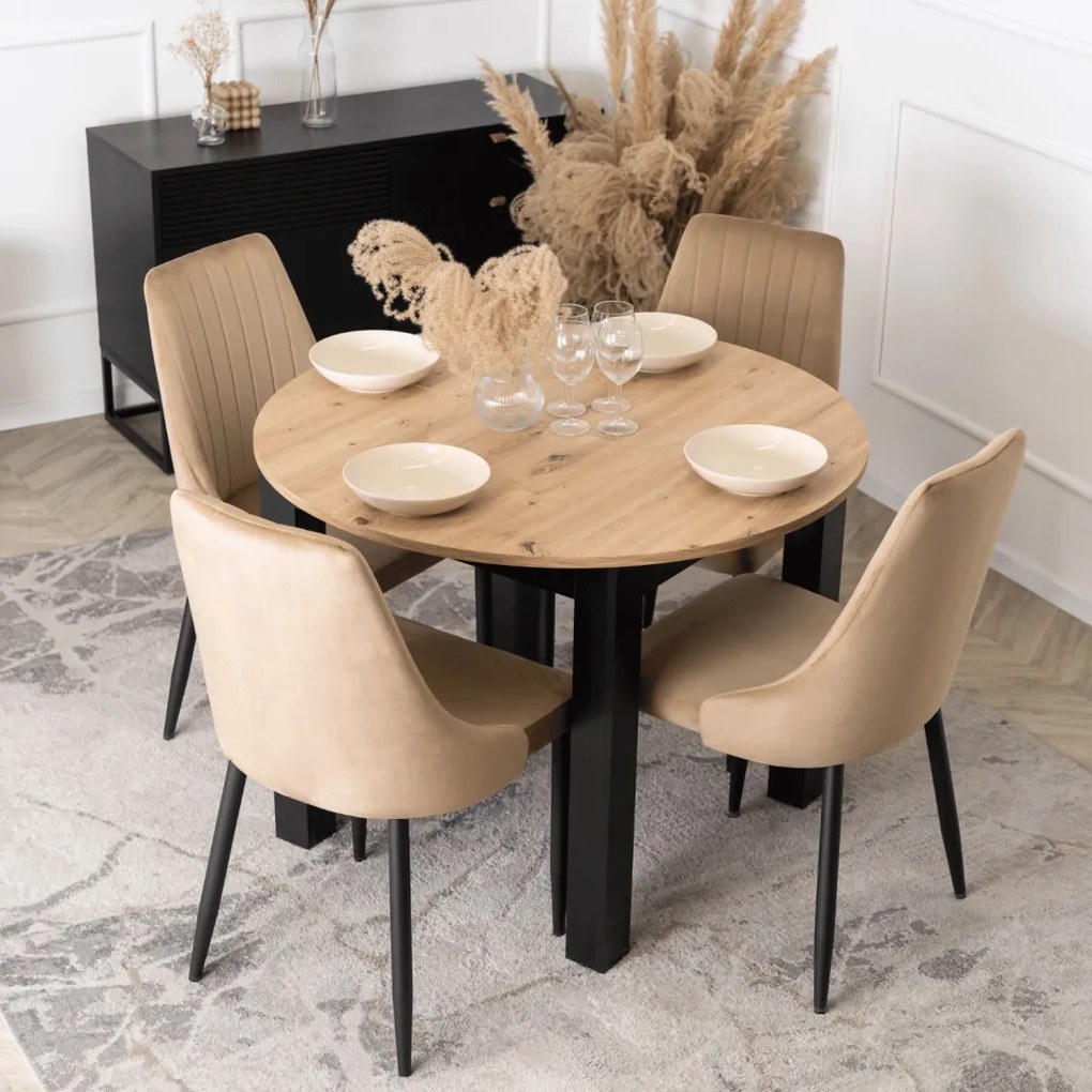 Étkezőszék bézs bársony kárpittal – BARI