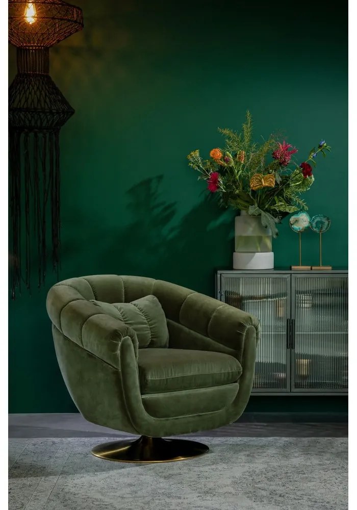 Memeber olívazöld bársony fotel - Dutchbone