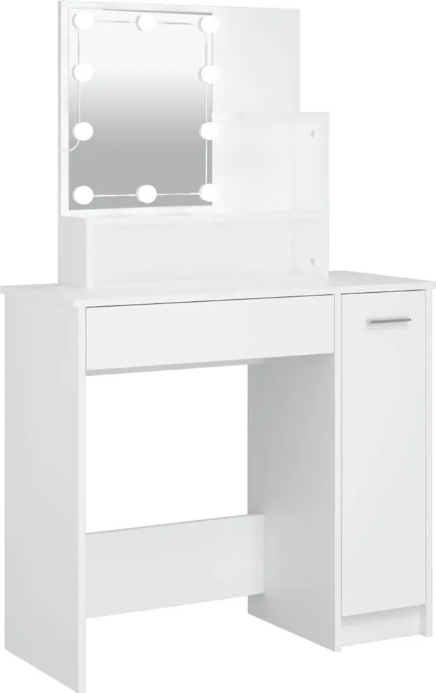 vidaXL fehér fésülködőasztal LED-del 86,5 x 35 x 136 cm