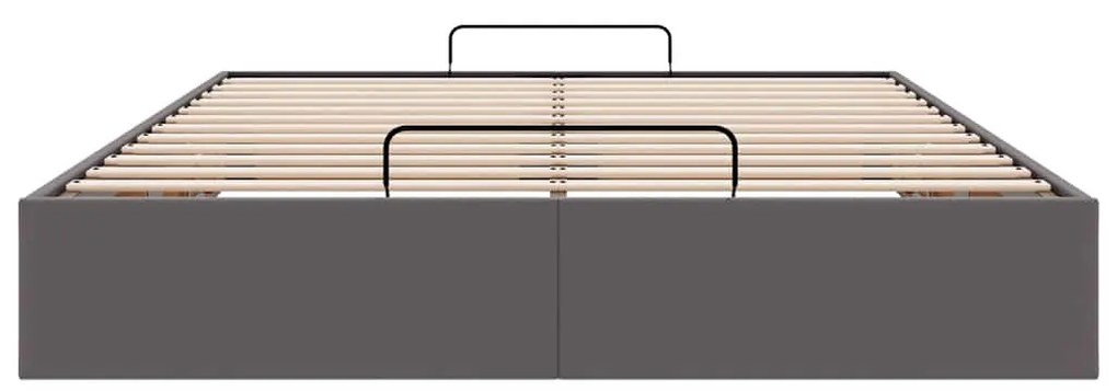 Ottomán ágykeret matrac nélkül szürke 140x190 cm műbőr