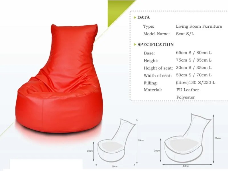 Babzsák Seat L TiaHome - Fekete