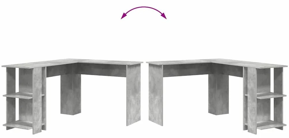 vidaXL Sarokíróasztal Beton Szürke 140 x 113,5 x 75 cm Faanyag