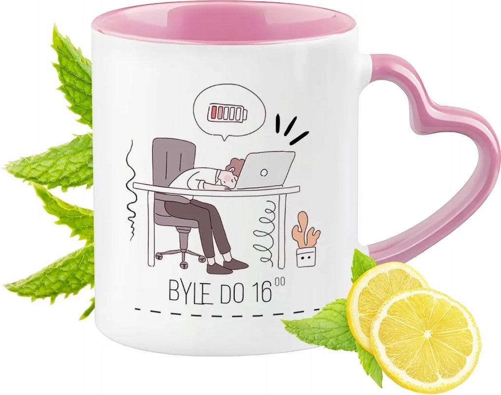 Vicces Rózsaszín Bögre Szív Alakú Füllel Ajándék