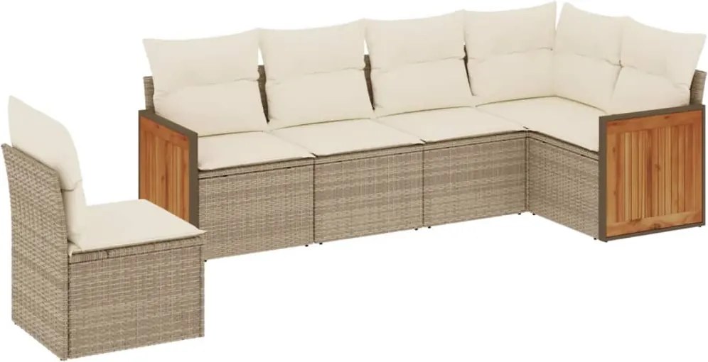 vidaXL 6 részes bézs polyrattan kerti ülőgarnitúra párnával