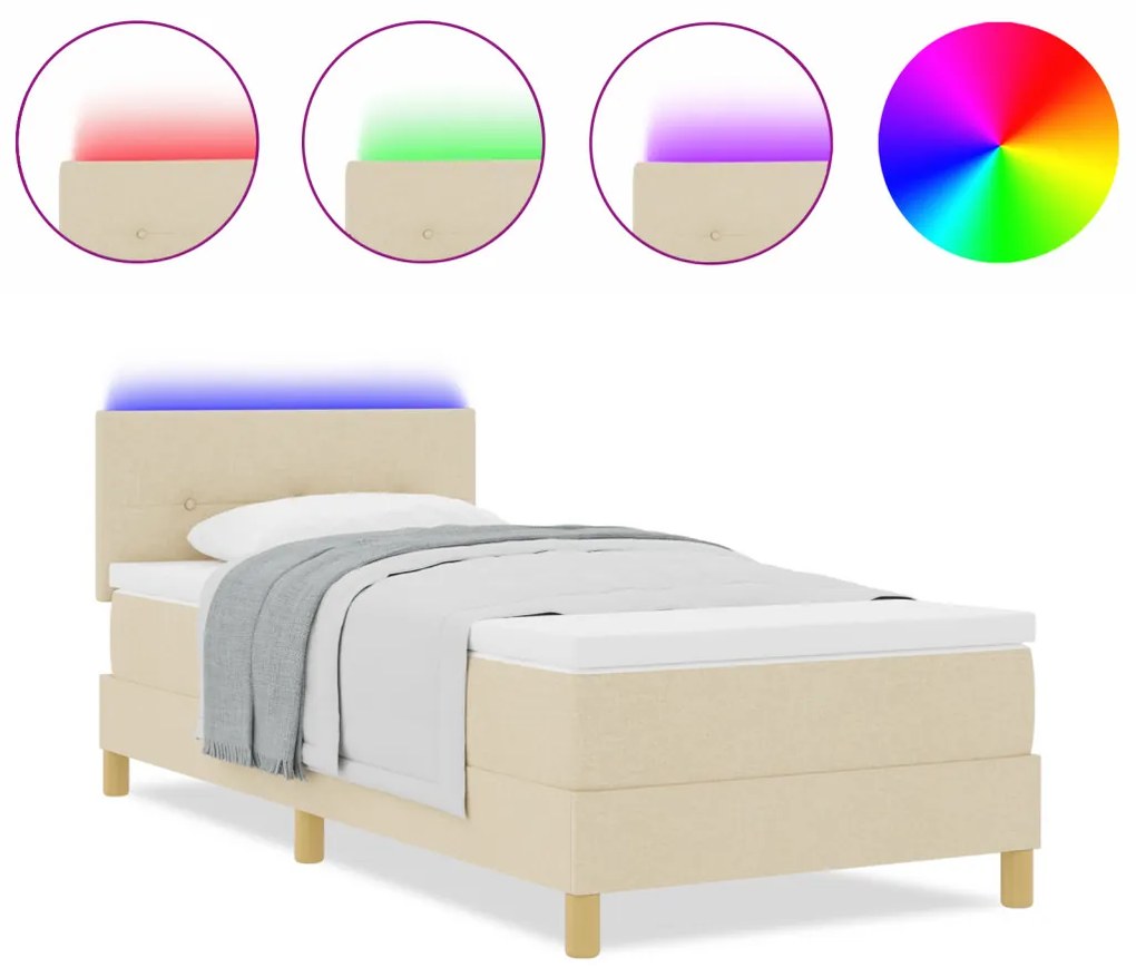 Box Spring Ágy Matraccal &amp; LED Krém 80x200 cm Szövet