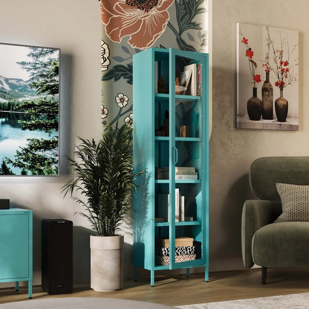 LUIGI vitrin, 500 x 1800 x 350 mm, Modern: tengerkék