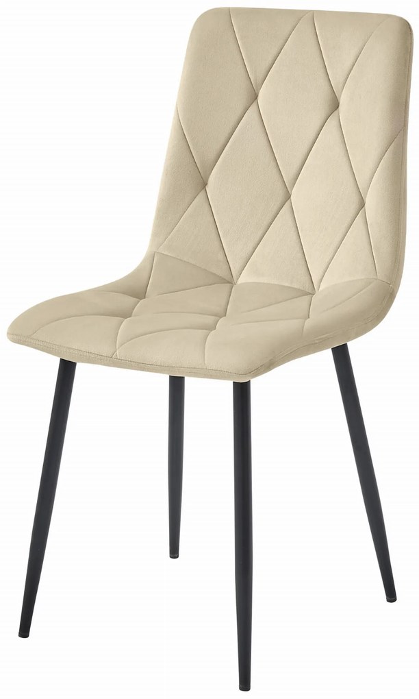 Világosbézs bársony étkezőszék LIBRA fekete lábakkal