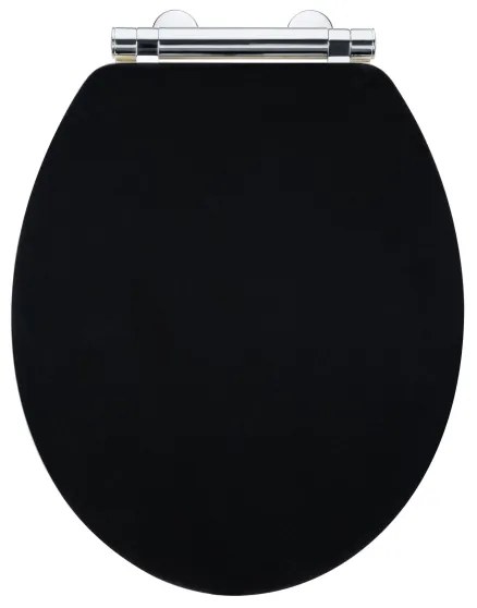 WENKO 25772100 - WC ülőke BAMBUZA 37x44 cm fekete/barna/fényes króm