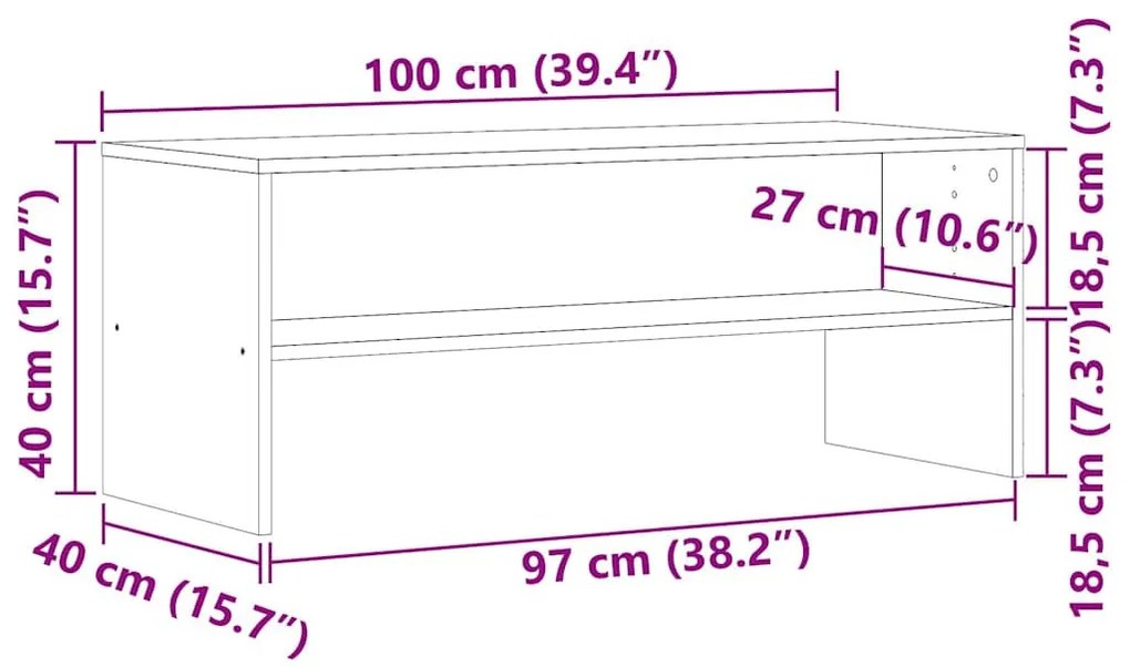 kézműves tölgy színű szerelt fa TV-szekrény 100x40x40 cm