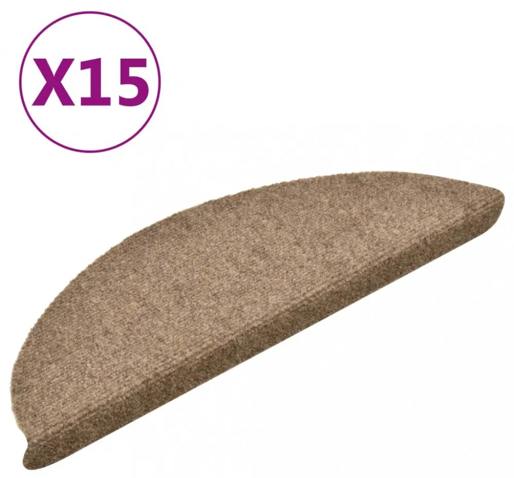 15 db krémszínű tűlyukasztott öntapadó lépcsőszőnyeg 56x17x3 cm