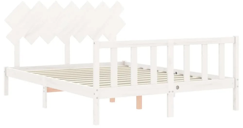 fehér tömör fa ágykeret fejtámlával King Size