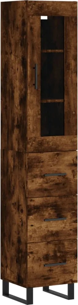 vidaXL füstös tölgy színű szerelt fa magasszekrény 34,5x34x180 cm