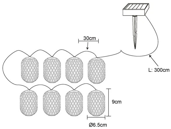 Globo 36129-8 - LED napelemes lánc LED/0,06W/3V 650 cm IP44