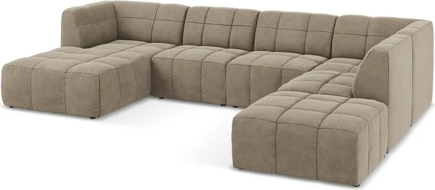 Barna bársony sarokkanapé (U alakú) Aloha – Makamii