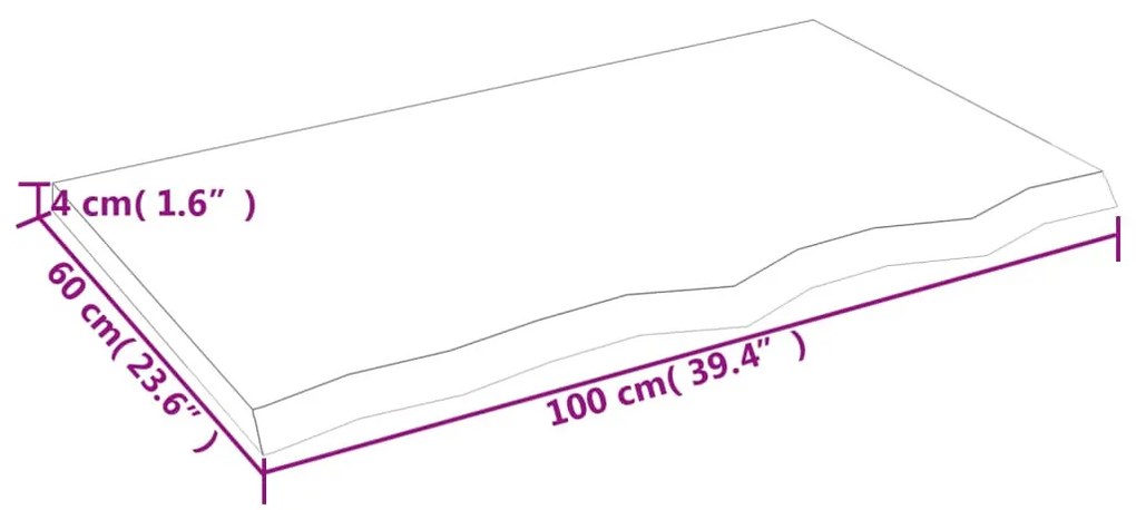 sötétbarna kezelt tömör tölgyfa fali polc 100x60x(2-4) cm