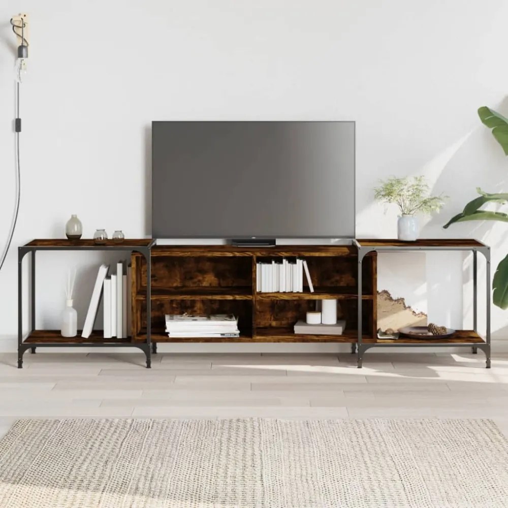 füstös tölgy színű szerelt fa TV szekrény 203 x 37 x 50 cm