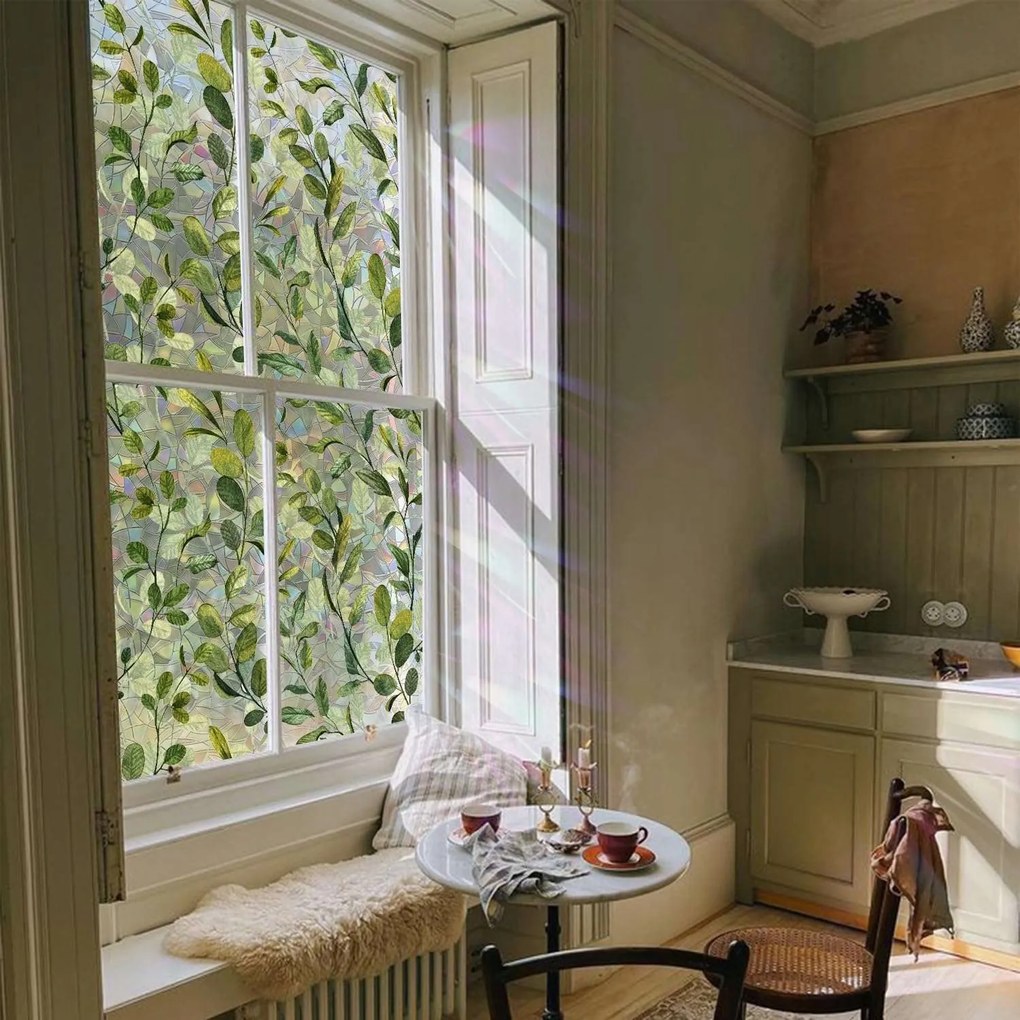 Dekorációs ablakfólia színes eukaliptusz levelek 43X100cm