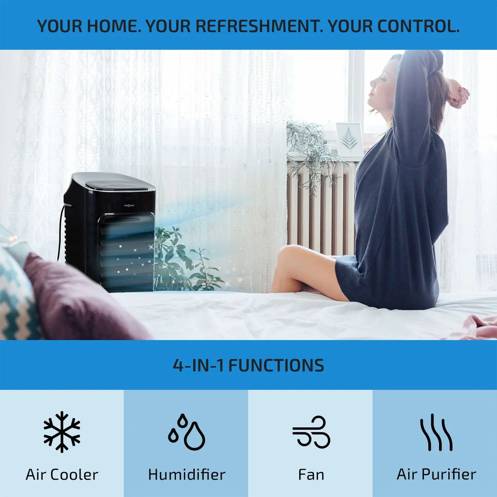 Coolster, léghűtő berendezés, ventilátor, ionizátor, 60 W, 320 m³/h , 4 literes tartály, fekete