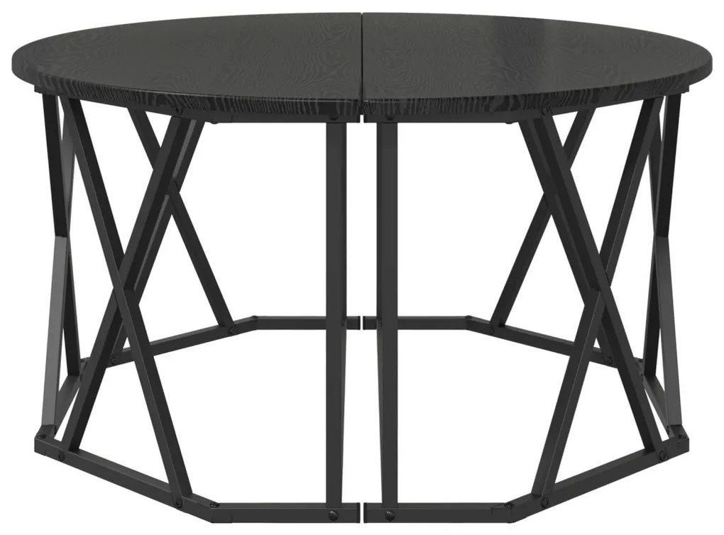 Fekete Oak Kávézóasztal 80x80x42 cm Mérnöki Fa