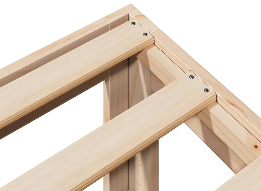 családi ágykeret matrac nélkül 270x200 cm tömör fa fenyőfa