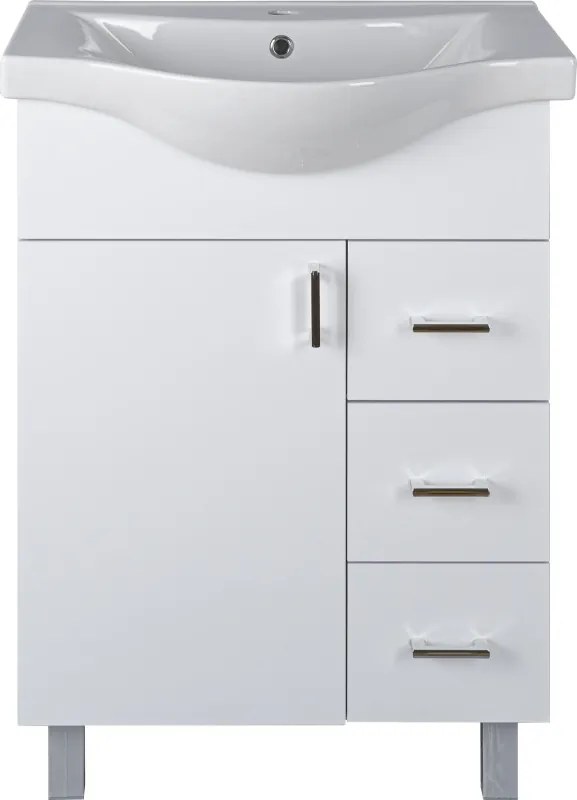 VivaStyle BIANKA 65 lábon álló fürdőszobabútor 3 fiókos Sanovit ALBATROS10065 mosdóval 64,5 x 46,5cm