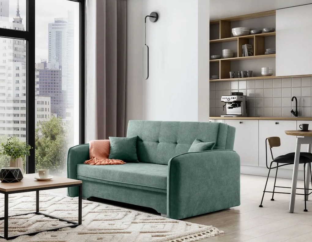 Kinyitható kétszemélyes kanapé LAINE, zöld