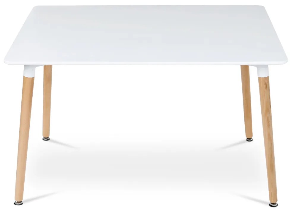 Masă De Bucătărie 120x80x74 cm, MDF / cadru metalic - lac alb mat, picioare din lemn