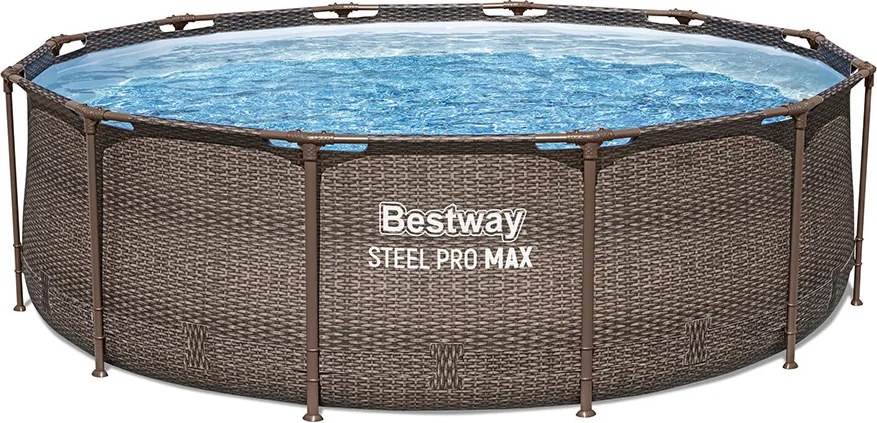 Bestway MYKONOS LUX rattan hatású fémvázas medence szett homokszűrős vízforgatóval 366 x 100 cm
