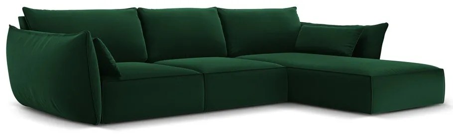 Sötétzöld bársony sarokkanapé (jobb oldali-heverő résszel) Vanda – Mazzini Sofas