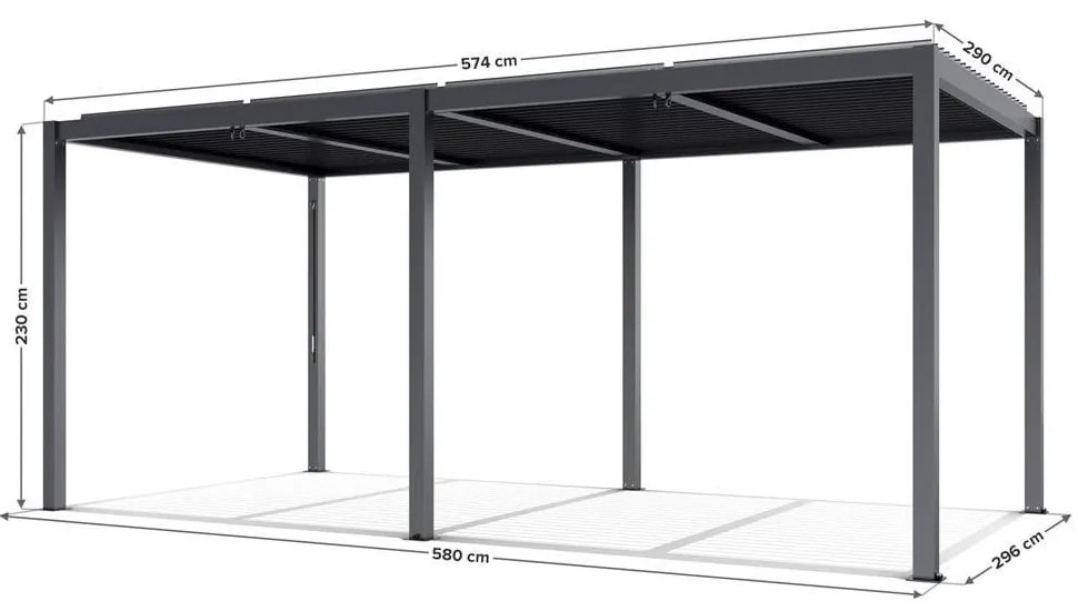 LUXE pergola 5,8x3m antracit LED világítással