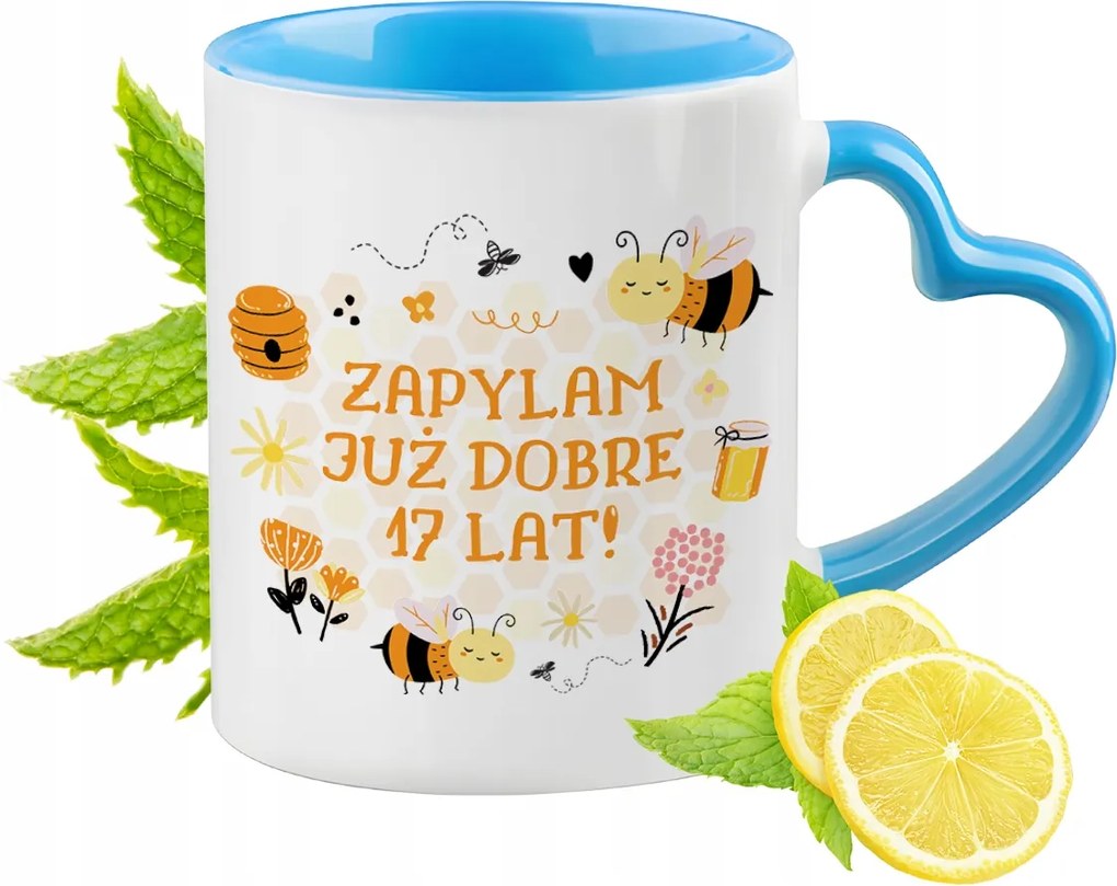 Születésnap 17 17-es 17-es Kék Bögre Szív Alakú Füllel Ajándék