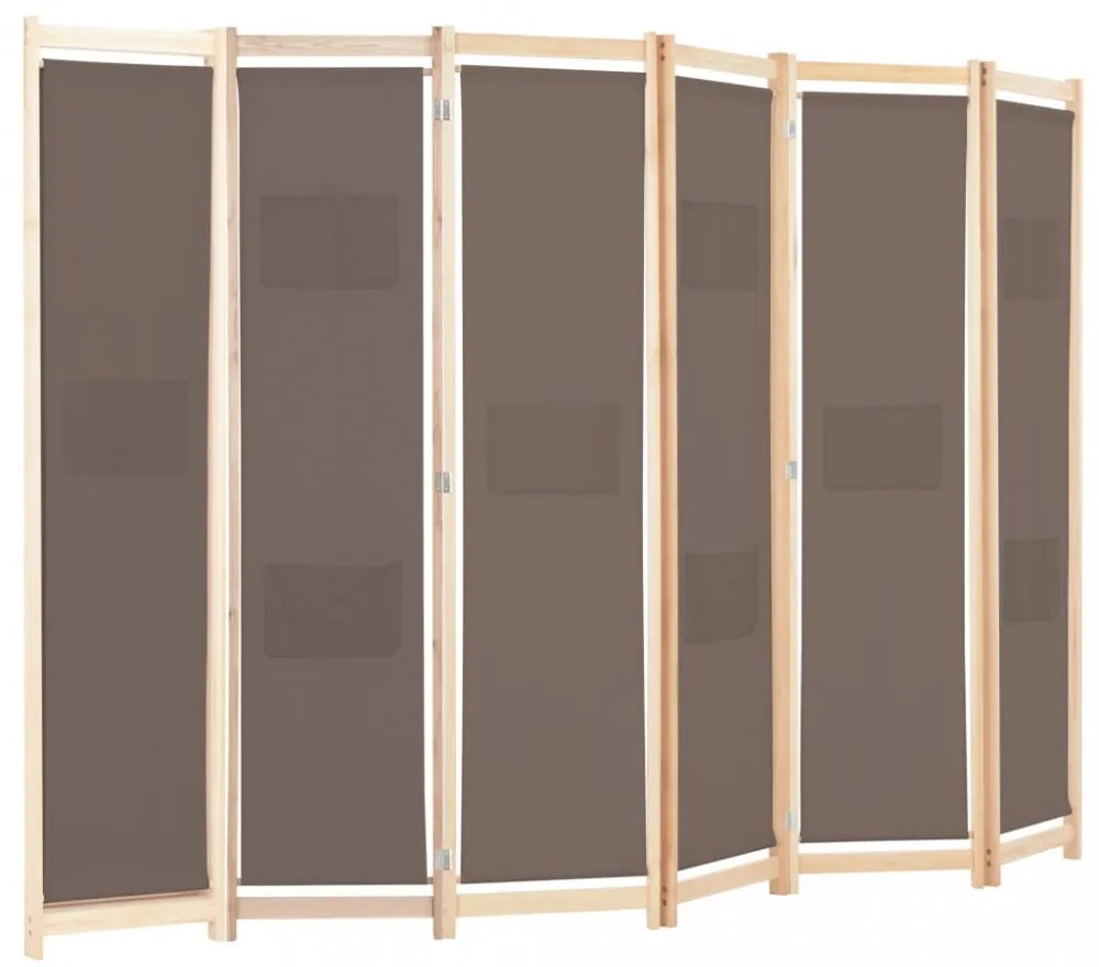 barna 6-paneles szövetparaván 240 x 170 x 4 cm