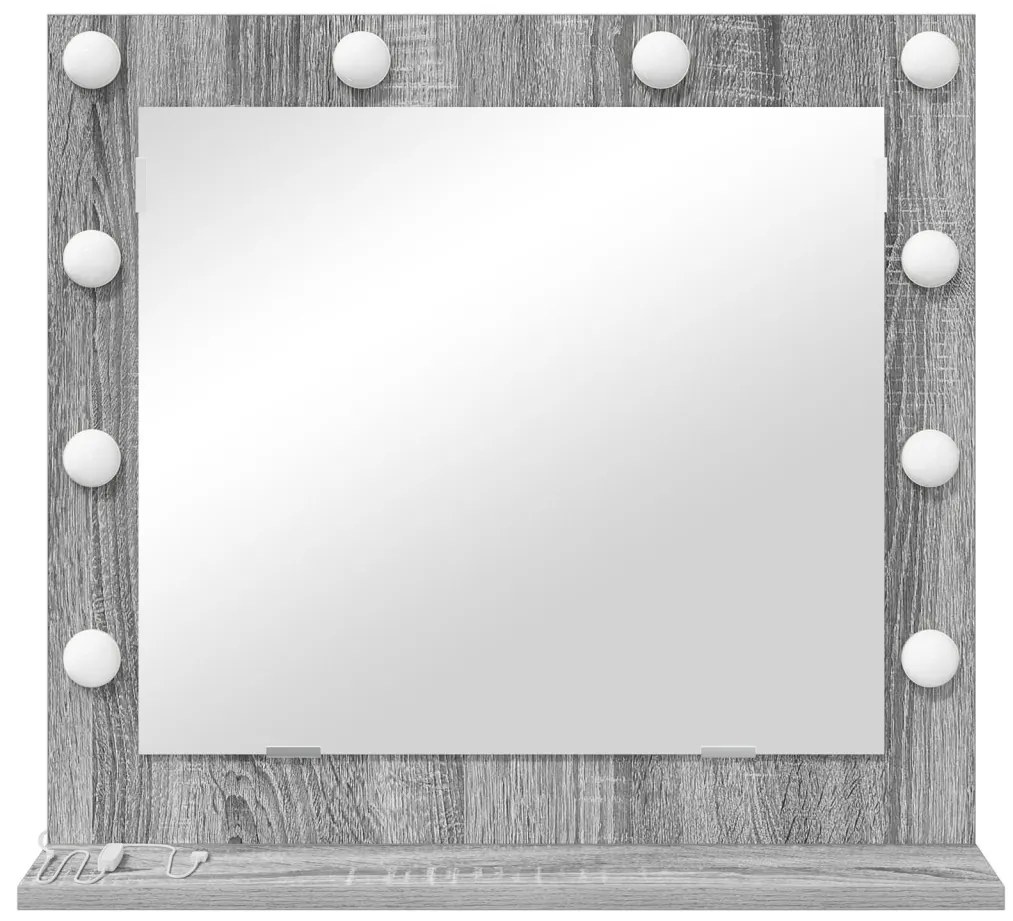 LED világítással ellátott tükör Szürke Sonoma 60x55x18 cm