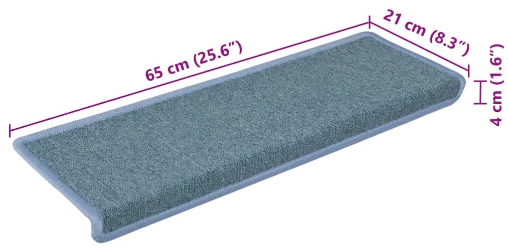 vidaXL 15 db kék lépcsőszőnyeg 65x21x4 cm