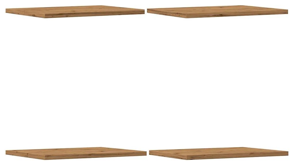 4 db kézműves tölgy színű szerelt fa könyvespolc 40x30x1,5 cm