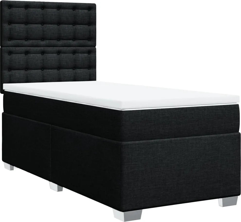 vidaXL fekete szövet rugós ágy matraccal 80 x 200 cm