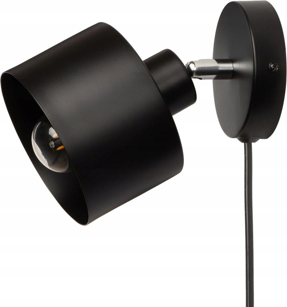 Fali lámpa kábellel kicsi fekete fém ezo vödör